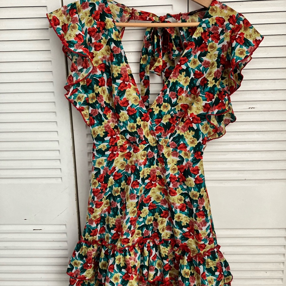 SHEIN Multicolor Floral Backless Dress